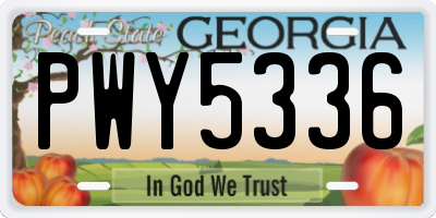 GA license plate PWY5336