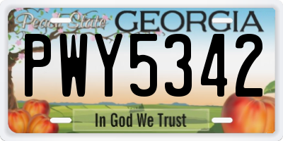 GA license plate PWY5342