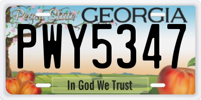 GA license plate PWY5347