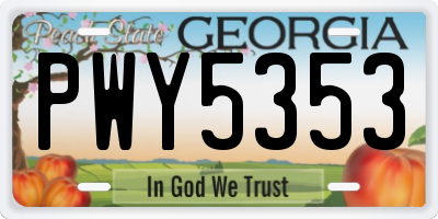 GA license plate PWY5353