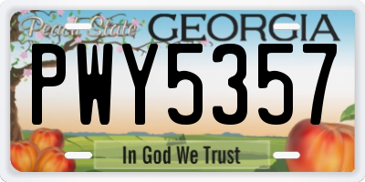 GA license plate PWY5357