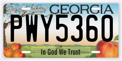 GA license plate PWY5360
