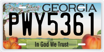 GA license plate PWY5361