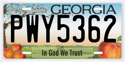 GA license plate PWY5362