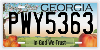 GA license plate PWY5363