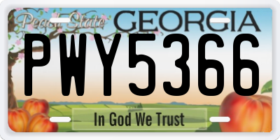 GA license plate PWY5366