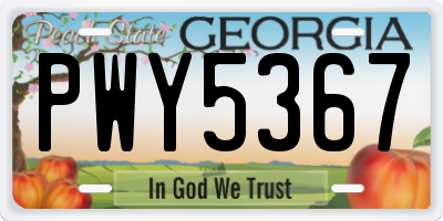 GA license plate PWY5367
