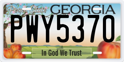 GA license plate PWY5370