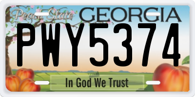 GA license plate PWY5374
