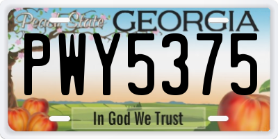 GA license plate PWY5375