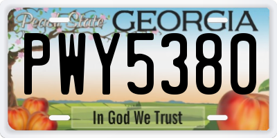GA license plate PWY5380