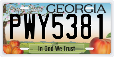 GA license plate PWY5381