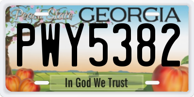 GA license plate PWY5382