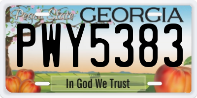 GA license plate PWY5383