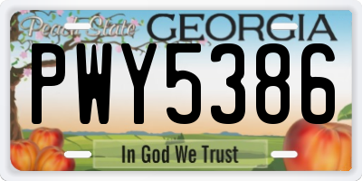 GA license plate PWY5386