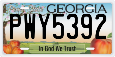 GA license plate PWY5392