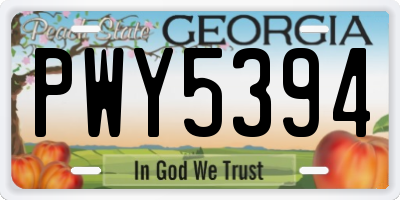 GA license plate PWY5394