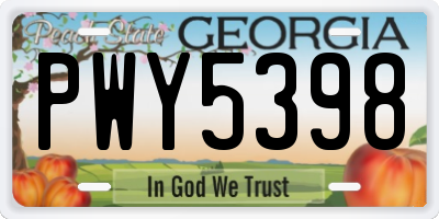GA license plate PWY5398