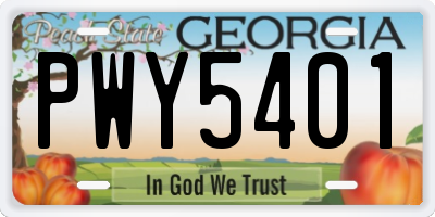 GA license plate PWY5401