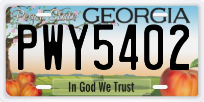 GA license plate PWY5402