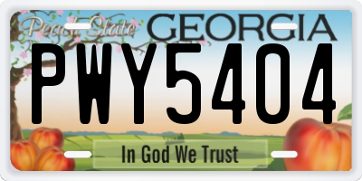 GA license plate PWY5404