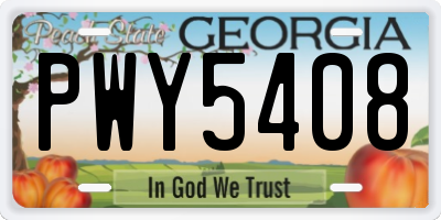 GA license plate PWY5408