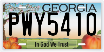 GA license plate PWY5410