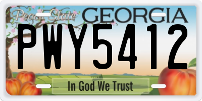 GA license plate PWY5412