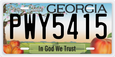 GA license plate PWY5415