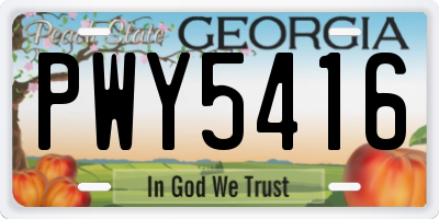GA license plate PWY5416