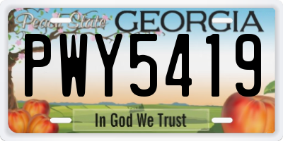 GA license plate PWY5419
