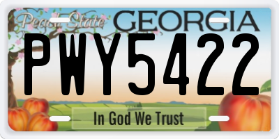 GA license plate PWY5422