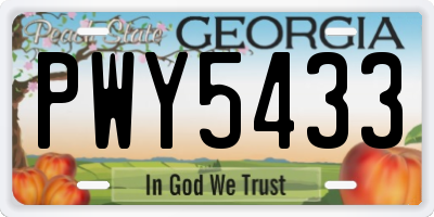 GA license plate PWY5433