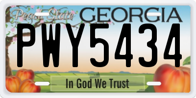 GA license plate PWY5434