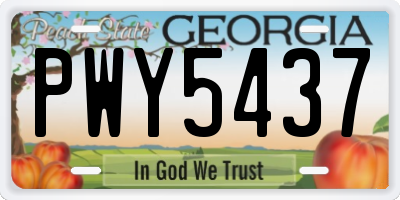 GA license plate PWY5437