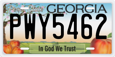 GA license plate PWY5462