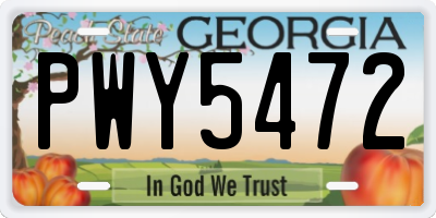 GA license plate PWY5472