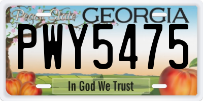 GA license plate PWY5475