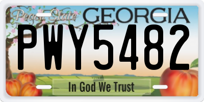 GA license plate PWY5482