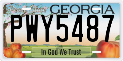 GA license plate PWY5487