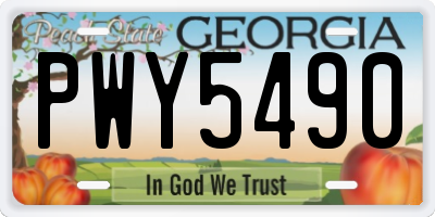 GA license plate PWY5490