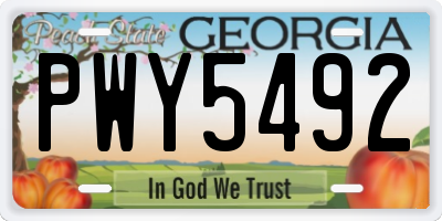 GA license plate PWY5492