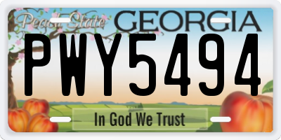 GA license plate PWY5494