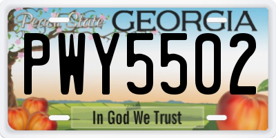 GA license plate PWY5502