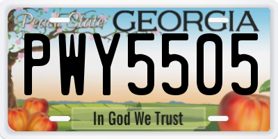 GA license plate PWY5505