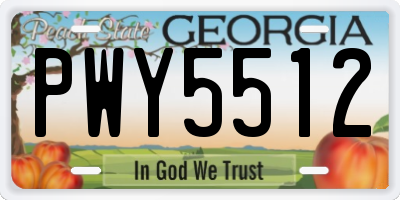 GA license plate PWY5512