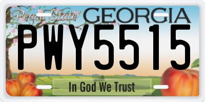 GA license plate PWY5515