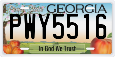GA license plate PWY5516