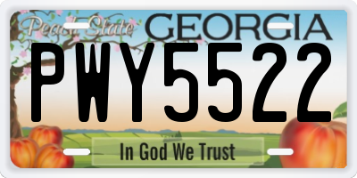 GA license plate PWY5522