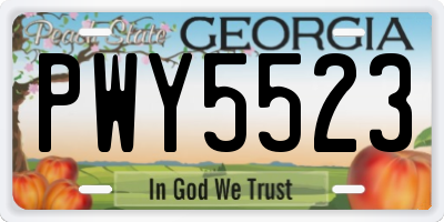 GA license plate PWY5523